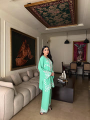 Allechant By Manahils Stitched Suit-Mint Mist