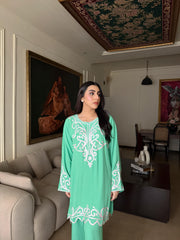Allechant By Manahils Stitched Suit-Mint Mist