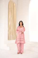 Abeera Stitched Co Ords Cotton Solid Edit-Petal Pink-Se-03