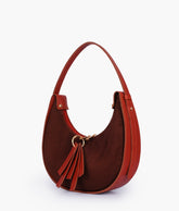 RTW Creation - Rust suede crescent hobo bag