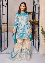 Meethi Eid By Modest 3 Piece Blue Embroidered Maysuri Gharara