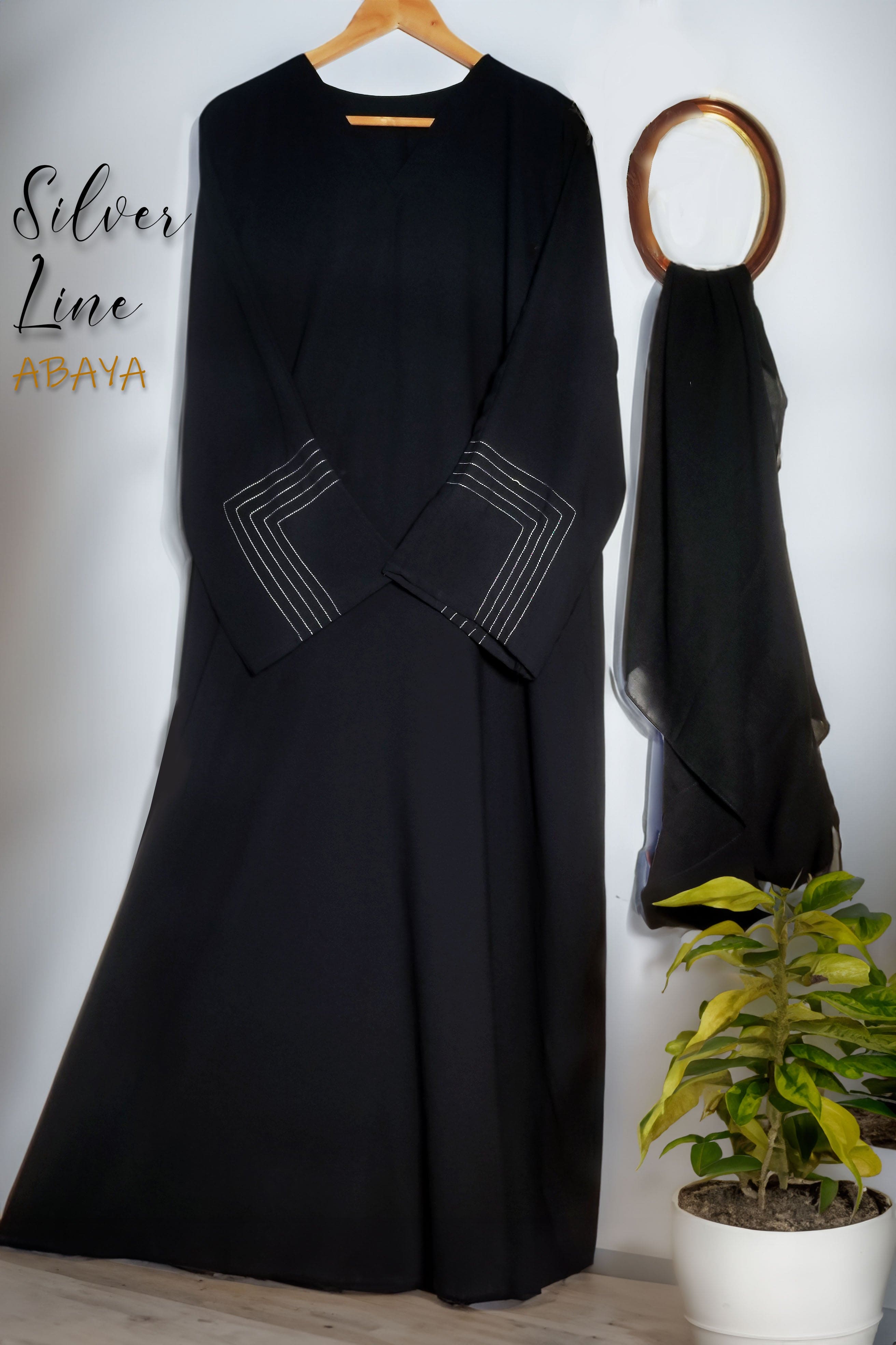 Silver Line Abaya - Bustangi