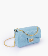RTW Creation - Sky Blue quilted mini bag with chain
