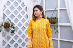 Silcot Stitched Winter Kurti-Amber Whitework Classic Kurti
