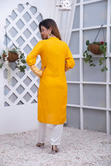 Silcot Stitched Winter Kurti-Amber Whitework Classic Kurti