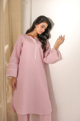 Abeera Stitched Co Ords Cotton Solid Edit-Rose Lase-Se-07