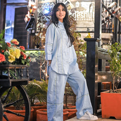 Urban Cut Co-Ord Set ( Two Piece)- SATIN COTTON