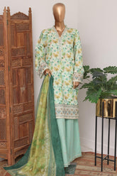 Bin Saeed Stitched 3 Piece Luxury Lawn With Bellbottom Suit-WC-2868- PISTA
