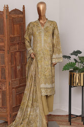 Bin Saeed Stitched 3 Piece Luxury Lawn With Bellbottom Suit-WC-2870- MEHANDI