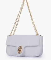 RTW Creation - White quilted small shoulder bag with chain