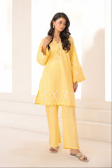 Abeera Stitched Co Ords Cotton Solid Edit-Butter Bloom-Se-06