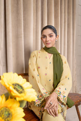 Aqs N Man Stitched 3 Piece Cotton Collection-Sunny Serenity - AM-012