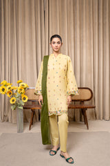 Aqs N Man Stitched 3 Piece Cotton Collection-Sunny Serenity - AM-012