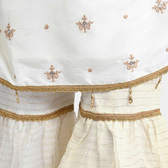 Urban Cut Girls Raw Silk 3Pcs Nikhaar-Ivory