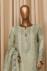 Falsafaa By HZ Stitched 3 Piece Emb Organza Vol-07 Suit-HZK-218-Green