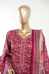 Bin Saeed Stitched 3 Piece Exclusive Printed Lawn Vol-09 Suit-LSM-2942-MAROON