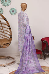 Bin Saeed Stitched 3 Piece Exclusive Emb Lawn Vol-03 Suit-WC-3186-PURPLE
