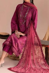 Zarif Unstitcehd 3 Piece Embroidered Eid Lawn Suit-ZEL-02-Fushsia