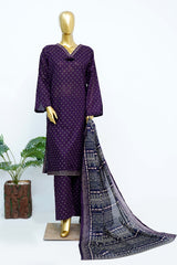 Bin Saeed Stitched 3 Piece Exclusive Printed Lawn Vol-13 Suit-LSM-3247-PURPLE