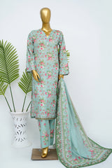 Bin Saeed Stitched 3 Piece Exclusive Printed Lawn Vol-15 Suit-LSM-3325-FEROZI
