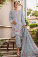 Bin Saeed Stitched 3 Piece Luxury Self and Stripe Vol-02 Collection'2025-SM-1964-Ferozi
