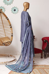 Bin Saeed Stitched 3 Piece Luxury Emb Jacquard Suit-JAQ-3217-S.BLUE