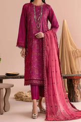 Zarif Unstitcehd 3 Piece Embroidered Eid Lawn Suit-ZEL-02-Fushsia