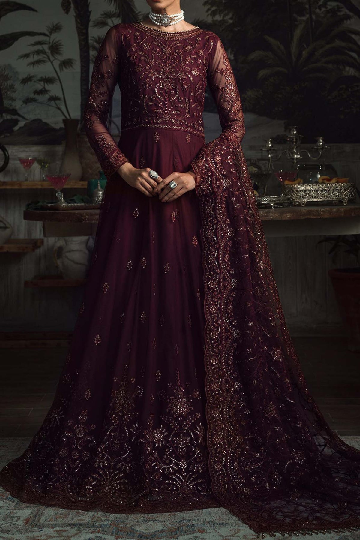 La Rosella by Zarif Unstitched 3 Piece Luxury Formals Collection'2023-ZLR-06-Carmine