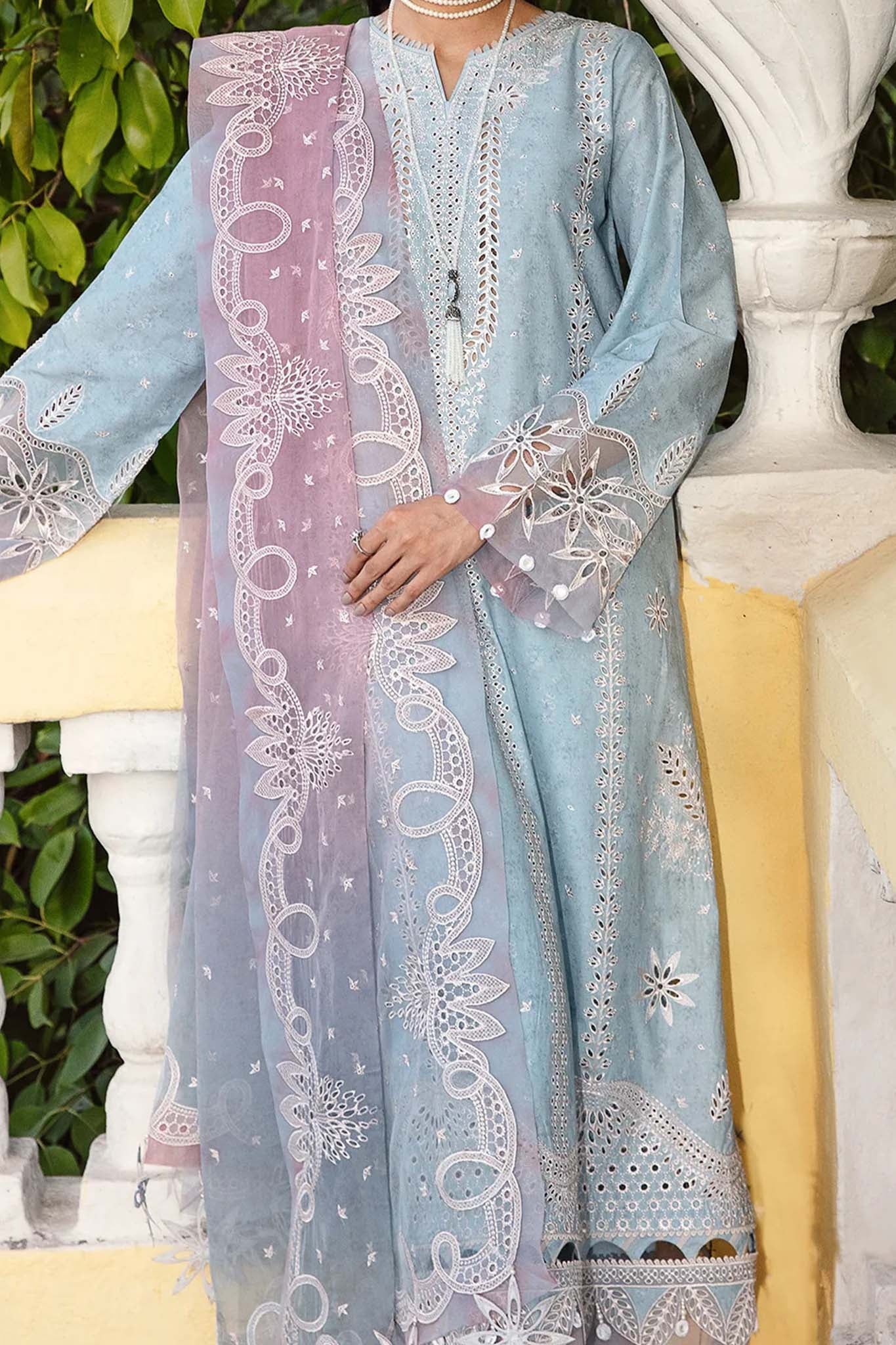 Iris by Jazmin Unstitched 3 Piece Spring Summer Lawn Collection'2023-08-Powder Blue