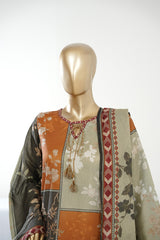 Bin Saeed Stitched 3 Piece Exclusive Printed Lawn Vol-16 Suit-LSM-3357-BROWN