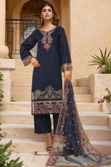 Sada Bahar Stitched 3 Piece Luxury Jacquard Collection'2025-JC-04-Navy Blue