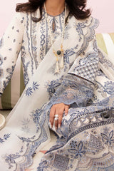 Afrozeh Unstitched 3 Piece Festive Chikankari Lawn Collection'2023-05-Snow Lagoon