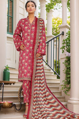 Bin Saeed Stitched 3 Piece Printed Cotton Vol-01 Suit-WC-2366-Maroon