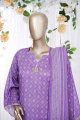 Bin Saeed Stitched 3 Piece Exclusive Printed Lawn Vol-08 Suit-LSM-2900-PURPLE