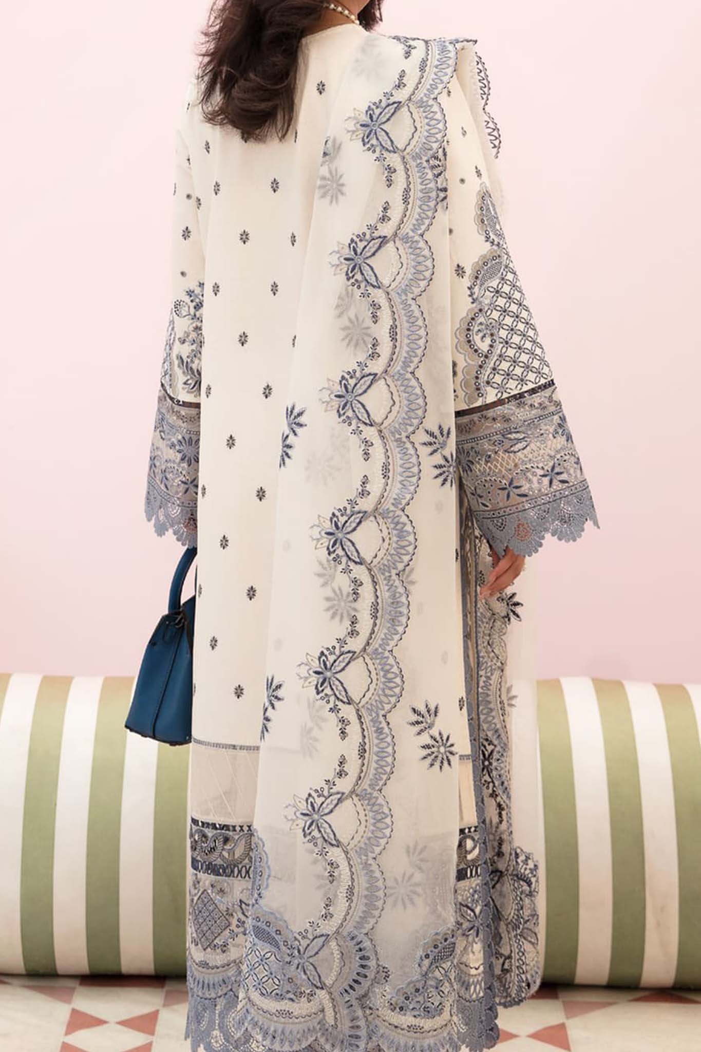 Afrozeh Unstitched 3 Piece Festive Chikankari Lawn Collection'2023-05-Snow Lagoon
