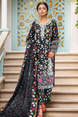 Bin Saeed Stitched 3 Piece Chikankari Emb Khaddar Collection'2024-WK-1115-Black