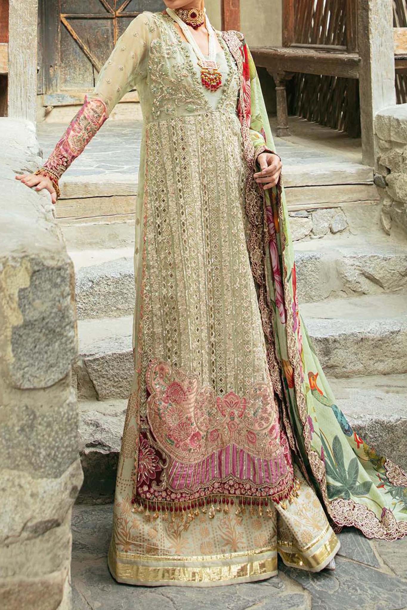 Marwa by Maryam Hussain Unstitched 3 Piece Wedding Collection'2023-MLF-04-Afsana