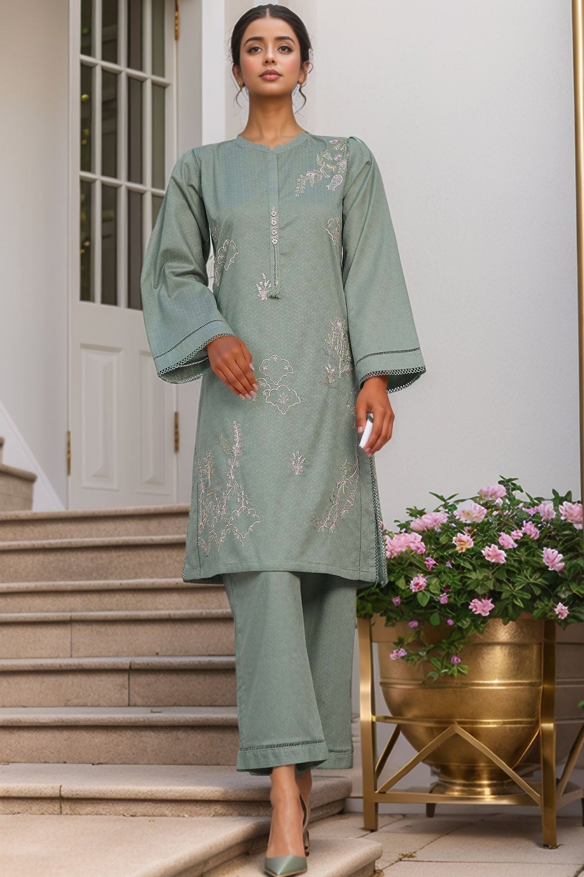 Sada Bahar Stitched 2 Piece Co Ords Emb Jacquard Vol-05 Collection'2024-D-04-Pista