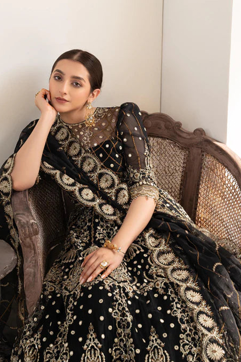 Meeral Luxe Unstitched 3 Piece Formals Collection'2025-149 Black Midnight - Meeral Luxe