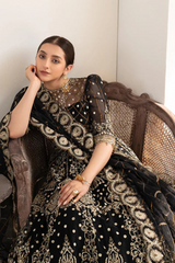 Meeral Luxe Unstitched 3 Piece Formals Collection'2025-149 Black Midnight - Meeral Luxe