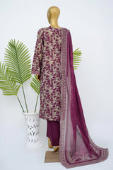 Bin Saeed Stitched 3 Piece Exclusive Printed Lawn Vol-15 Suit-LSM-3322-MAROON