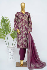 Bin Saeed Stitched 3 Piece Exclusive Printed Lawn Vol-15 Suit-LSM-3322-MAROON