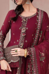 Maria B Sateen Unstitched 3 Piece Fall Suit-CST-08