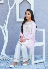 Ochre Clothing Chambray Cotton Embroidered 3 Pc Suit