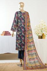 Bin Saeed Stitched 3 Piece Exclusive Printed Lawn Vol-09 Suit-LSM-2938-BLUE