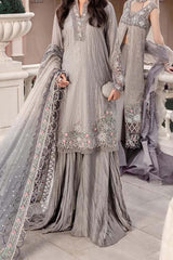 Maria B Sateen Unstitched 3 Piece Fall Suit-CST-07