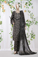 Bin Saeed Stitched 3 Piece Exclusive Printed Lawn Vol-08 Suit-LSM-2903-GREY