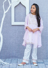Ochre Clothing Chambray Cotton Embroidered 3 Pc Suit