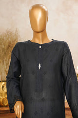 HZ Stitched 3 Piece Solid Emb Chikankari Suit-SSPE-3P-001-BLACK