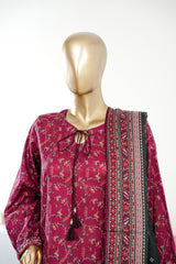 Bin Saeed Stitched 3 Piece Exclusive Printed Lawn Vol-09 Suit-LSM-2937-MAROON